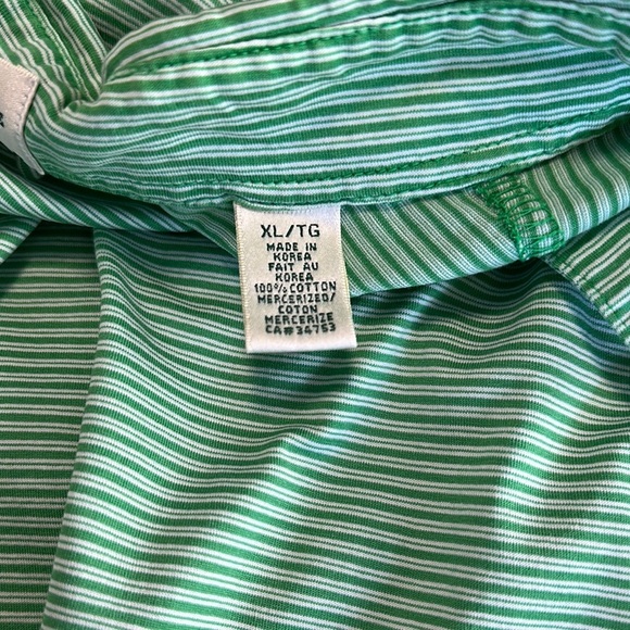 Fairway & Greene Green&White Striped Polo Shirt Classic Comfort Size X-Large - Picture 12 of 12